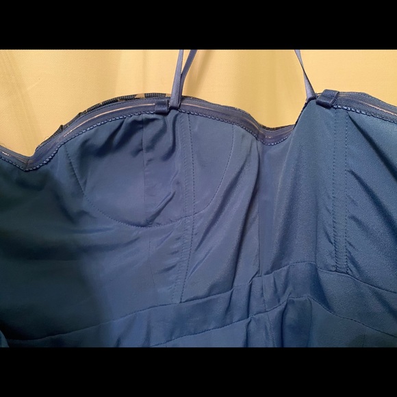 BCBG MaxAzria Blue Polka Dot Holiday Dress-Final Price - Picture 9 of 10